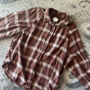 American Eagle brown flannel button up